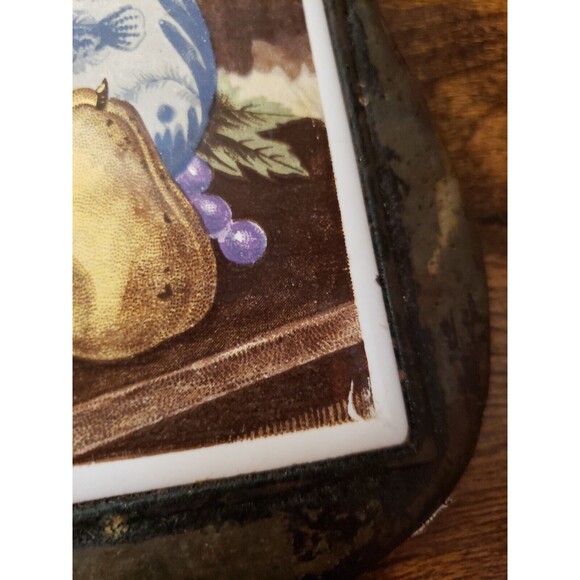 Vintage Cast Iron & Tile Trivet Cherry Made in Japan Teapot Fruit Still Life - Picture 4 of 11